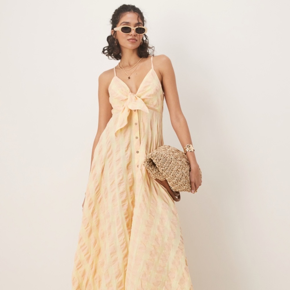 NWOT Free People Gingham Cami Midi Dress 🌼🐝